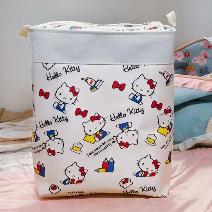 120升白色猫咪收纳筐学生收纳可折叠双拉链带钢圈箱卧室收纳袋