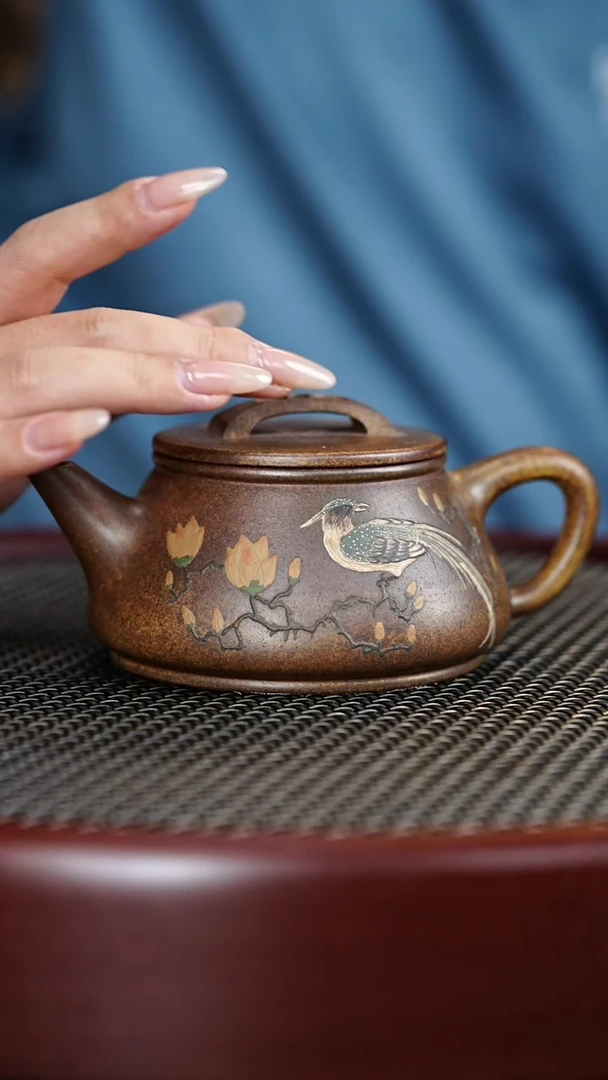 茶壶紫砂32YJB 黄金段柴烧  瓦瓢 220cc