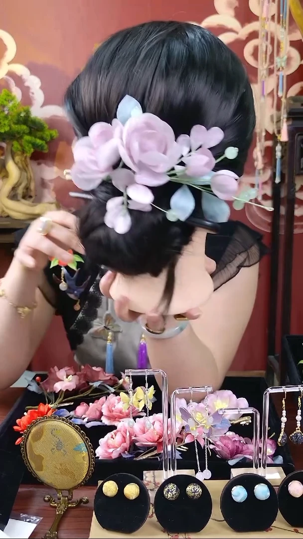 刺绣非遗绒花发簪