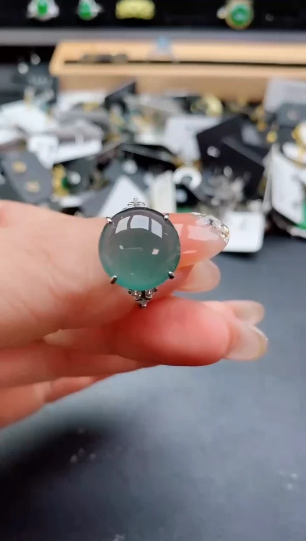 银S925镶嵌戒指翡翠1
