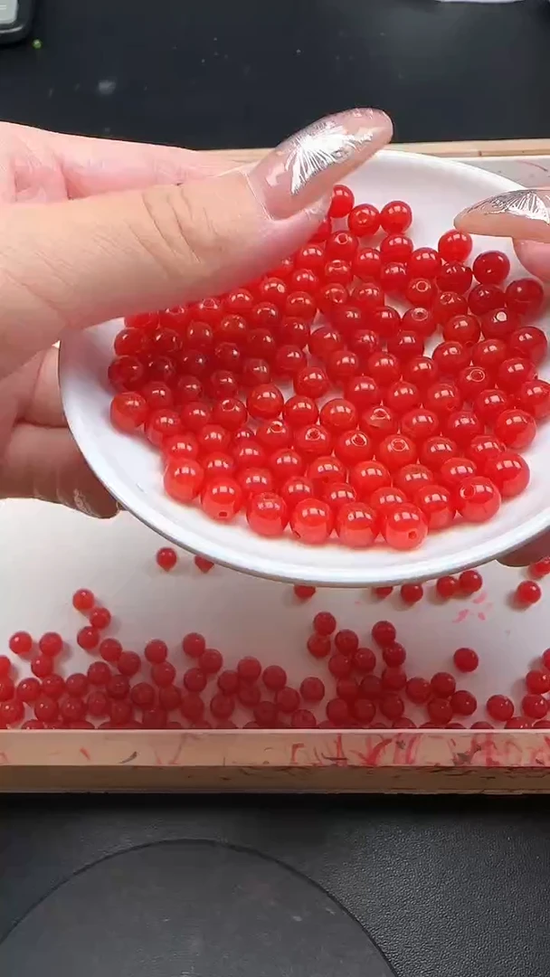 未镶嵌散珠南红玛瑙满肉柿子红N215卡6mm散珠30颗