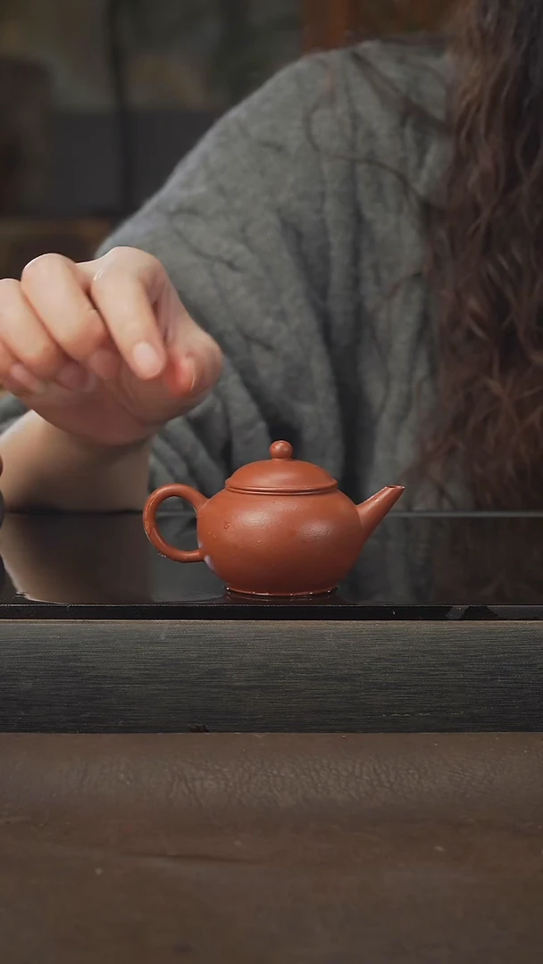 茶壶紫砂水平，朱泥，
