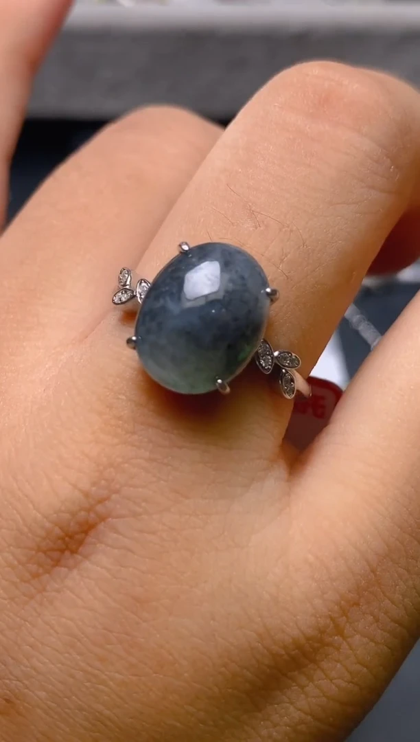 银S925镶嵌戒指翡翠百内无证书