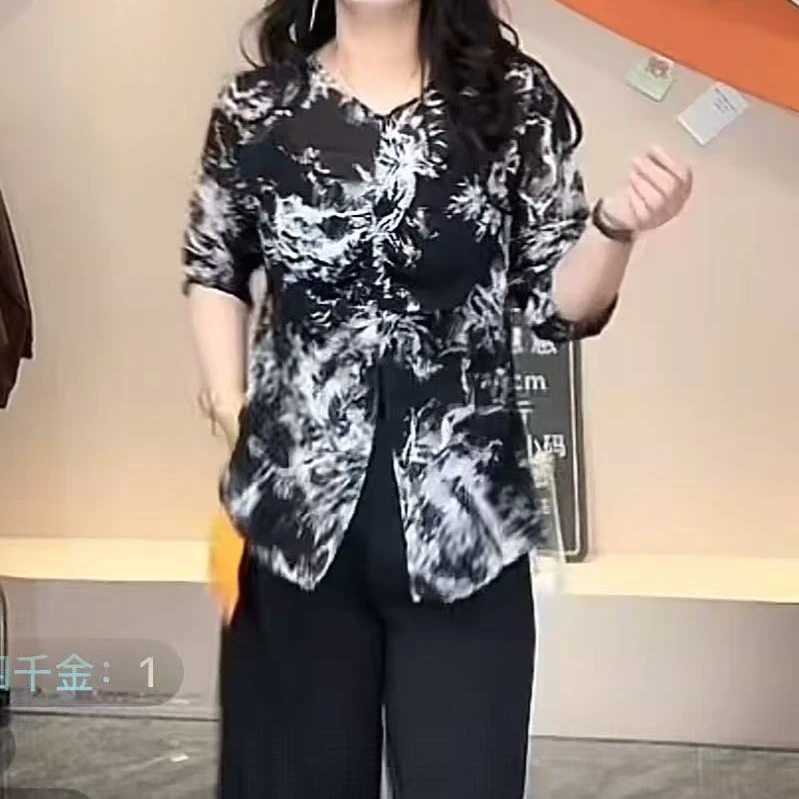 2025夏季新款时尚百搭印花衬衫宽松显瘦防晒小衫上衣8899长62