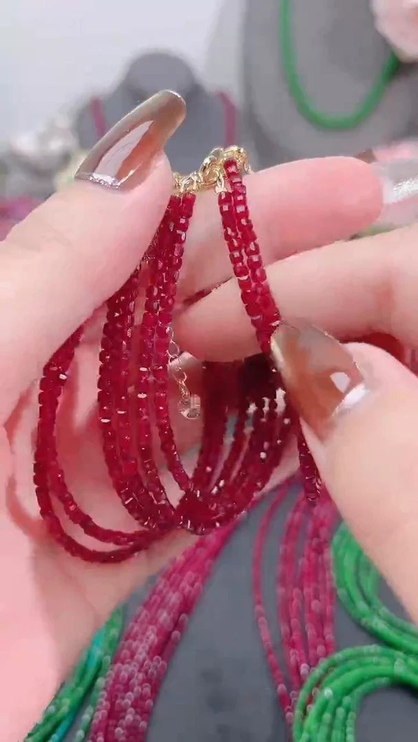 银S925镶嵌手链红宝石姨妈56