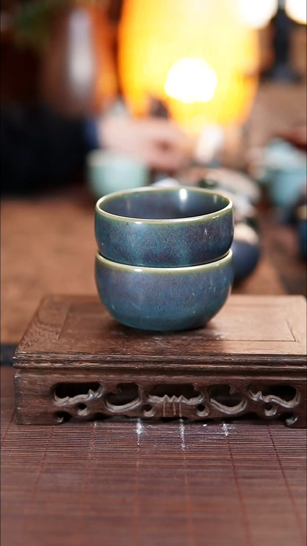392 荷塘墨色 茶杯2只 钧瓷
