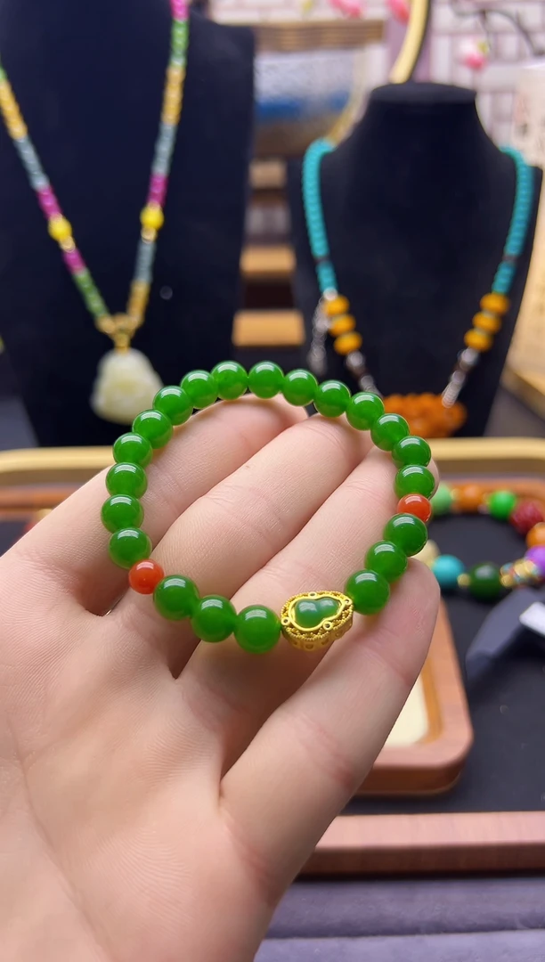 【闪购商品】和田玉（糖玉）手链14K金镶嵌S509```````