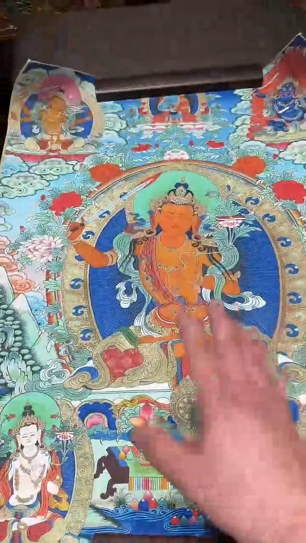 卷轴画【主播精品】高端卷轴画——唐卡文殊AA522