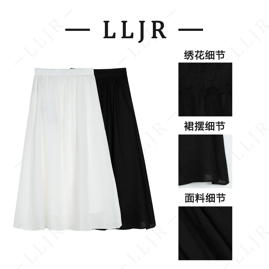 【西贝】（白月光）气质绣花大裙摆轻盈苎麻半身裙251487