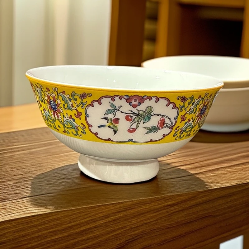 ZY-DP-A420-6英寸帝王黄开窗花鸟面碗6英寸1个