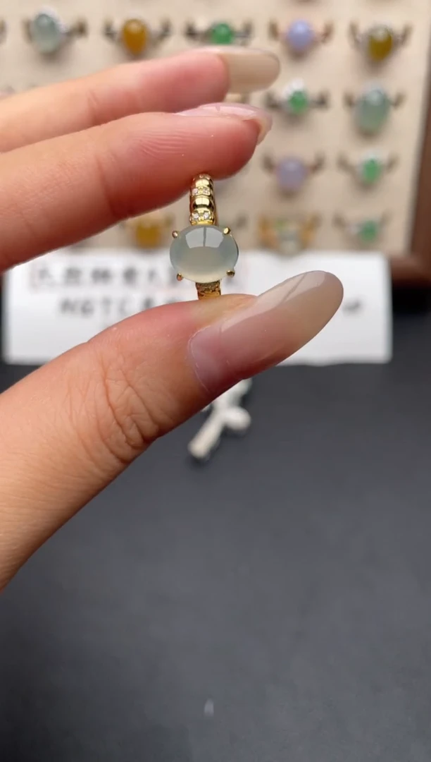 银S925镶嵌戒指翡翠一物一证一礼盒