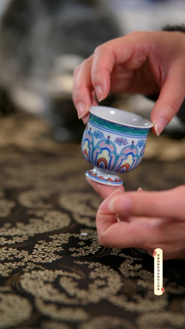 杯子陶瓷景德镇精品手绘柴烧茶具U128