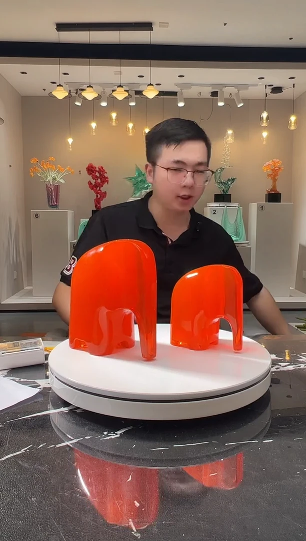 摆件巴比特美学 爱马仕橙小号中号象一组