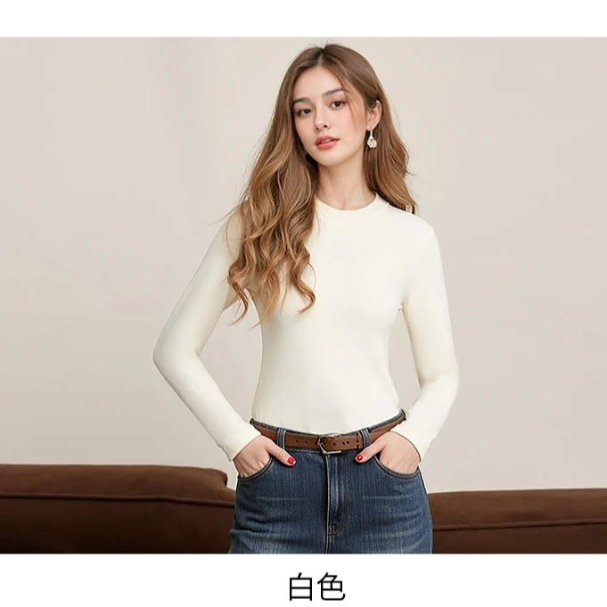 圆领石墨烯导电女款山羊绒打底衫