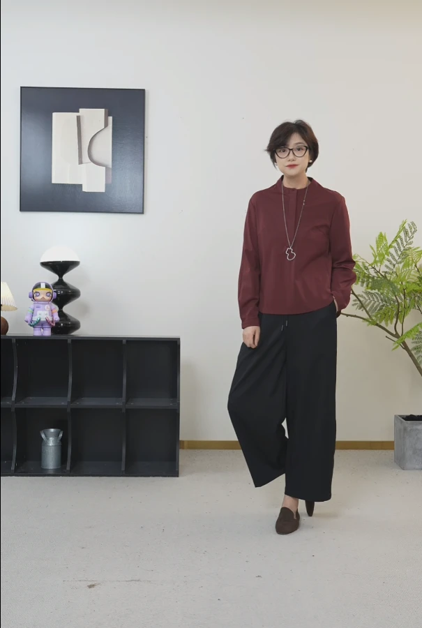 【U.M】极简小立领长袖解构立裁衬衫