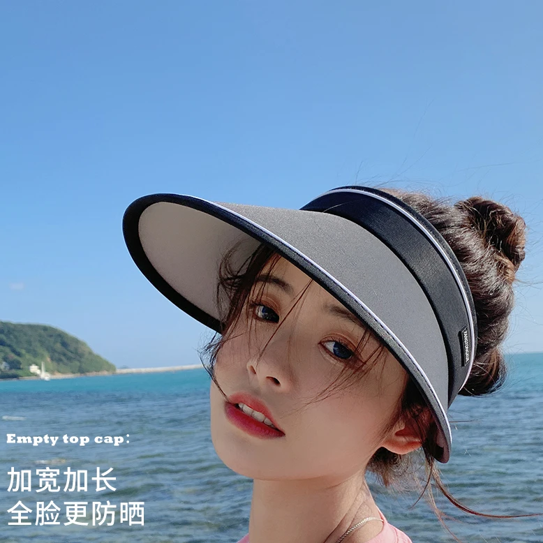 UPF50+防晒帽遮阳帽女大帽檐防紫外线空顶太阳帽子女款女士2025