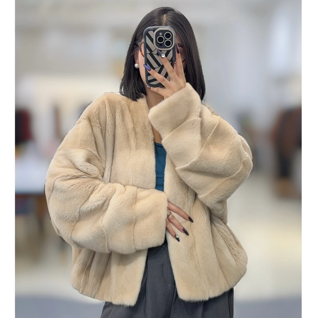 iLeather 新款紫标貂皮大衣女水貂皮草整貂外套冬88044