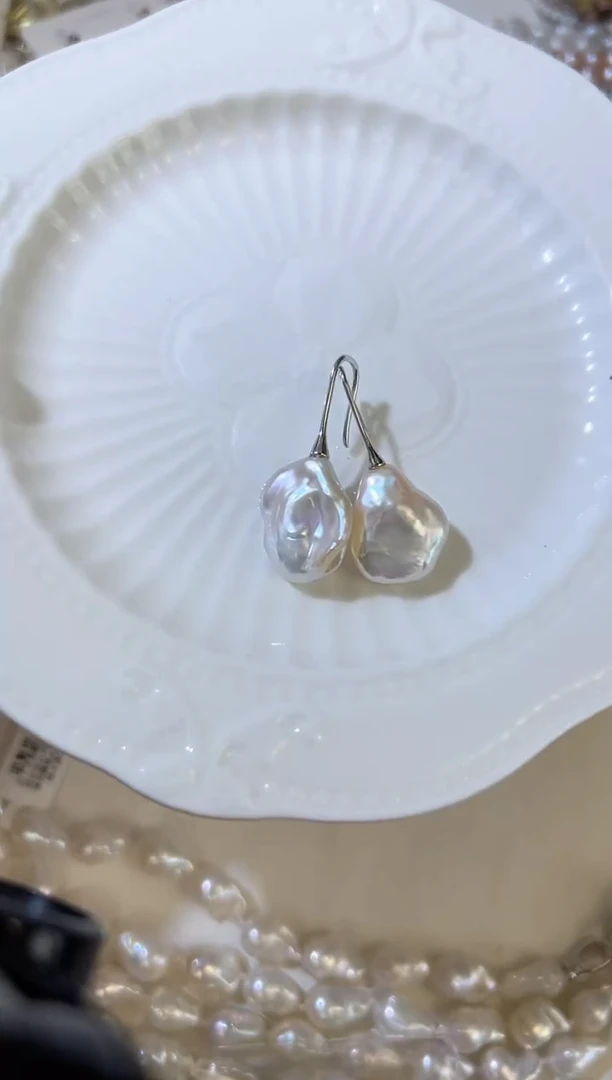 银S925镶嵌耳饰淡水珍珠a20