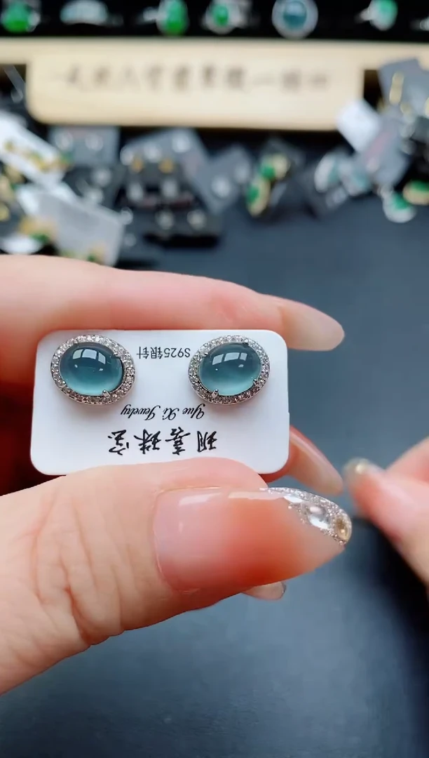 银S925镶嵌戒指翡翠1