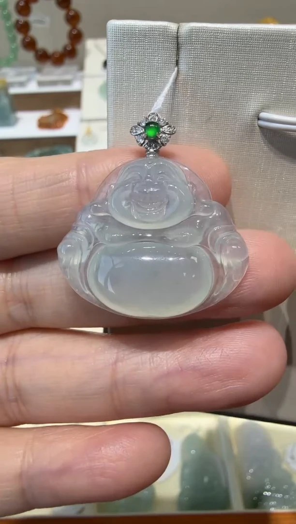 18K金镶嵌挂件翡翠A货翡翠多样性孤品