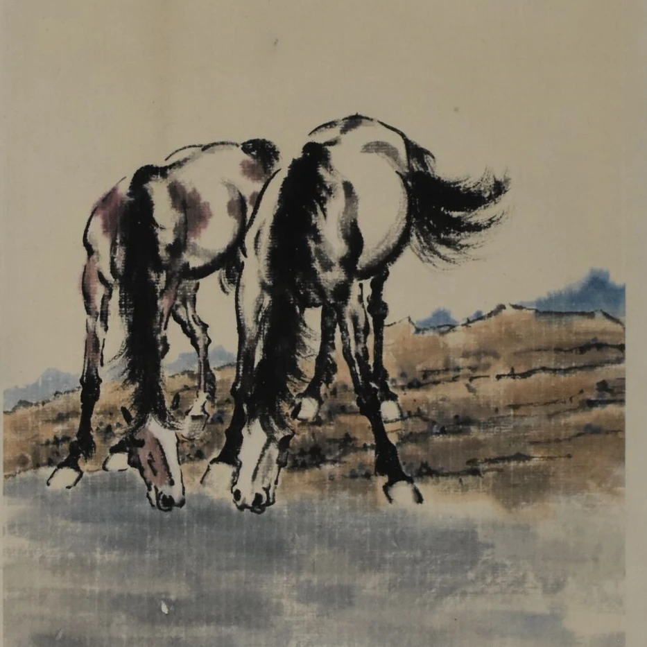HM4507 双骏 77×34cm 纸本立轴