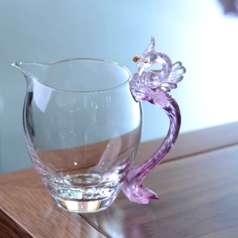 鸾凤琉璃公道杯-粉紫色
