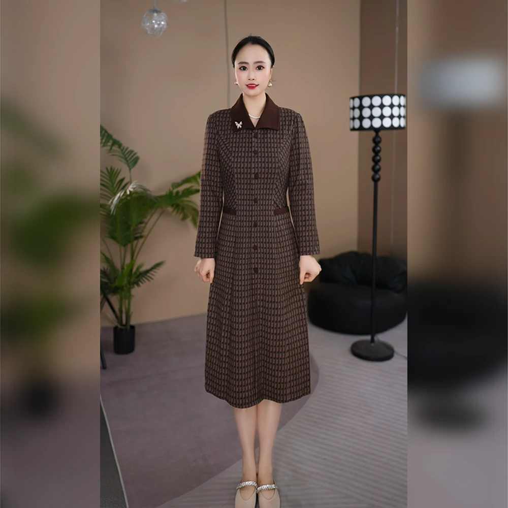 时尚百搭遮肚显瘦连衣裙女2025新款秋季高端洋气气质妈妈装裙子