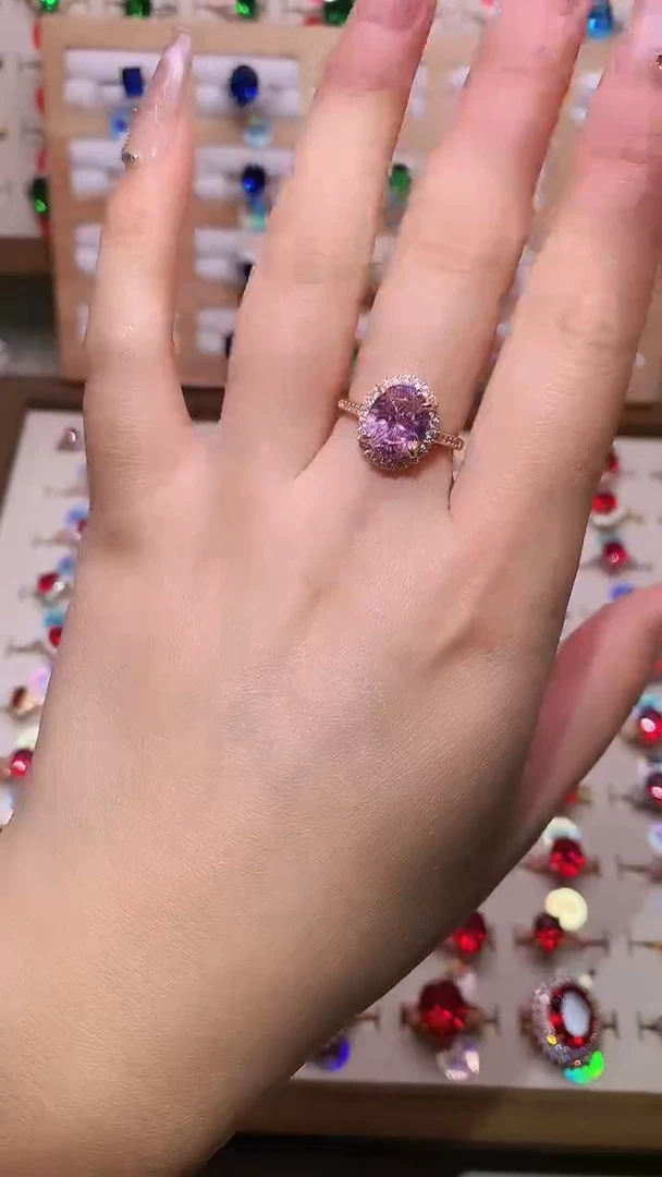 戒指蓝宝石银S925镶嵌8*10