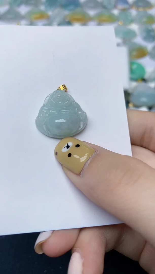 翡翠18K金镶嵌颈饰天然翡翠A货