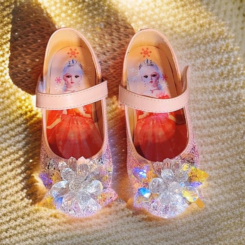 爱莎公主鞋宝宝儿童单鞋女童春季公主鞋2025水钻春秋时尚软底鞋子