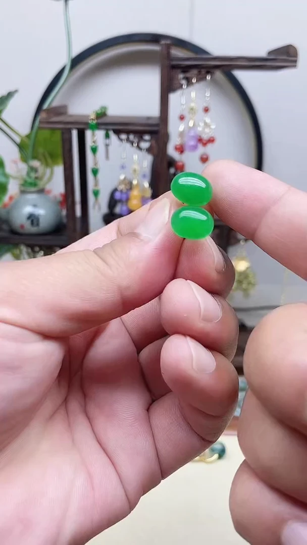 翡翠14K金镶嵌耳饰130号