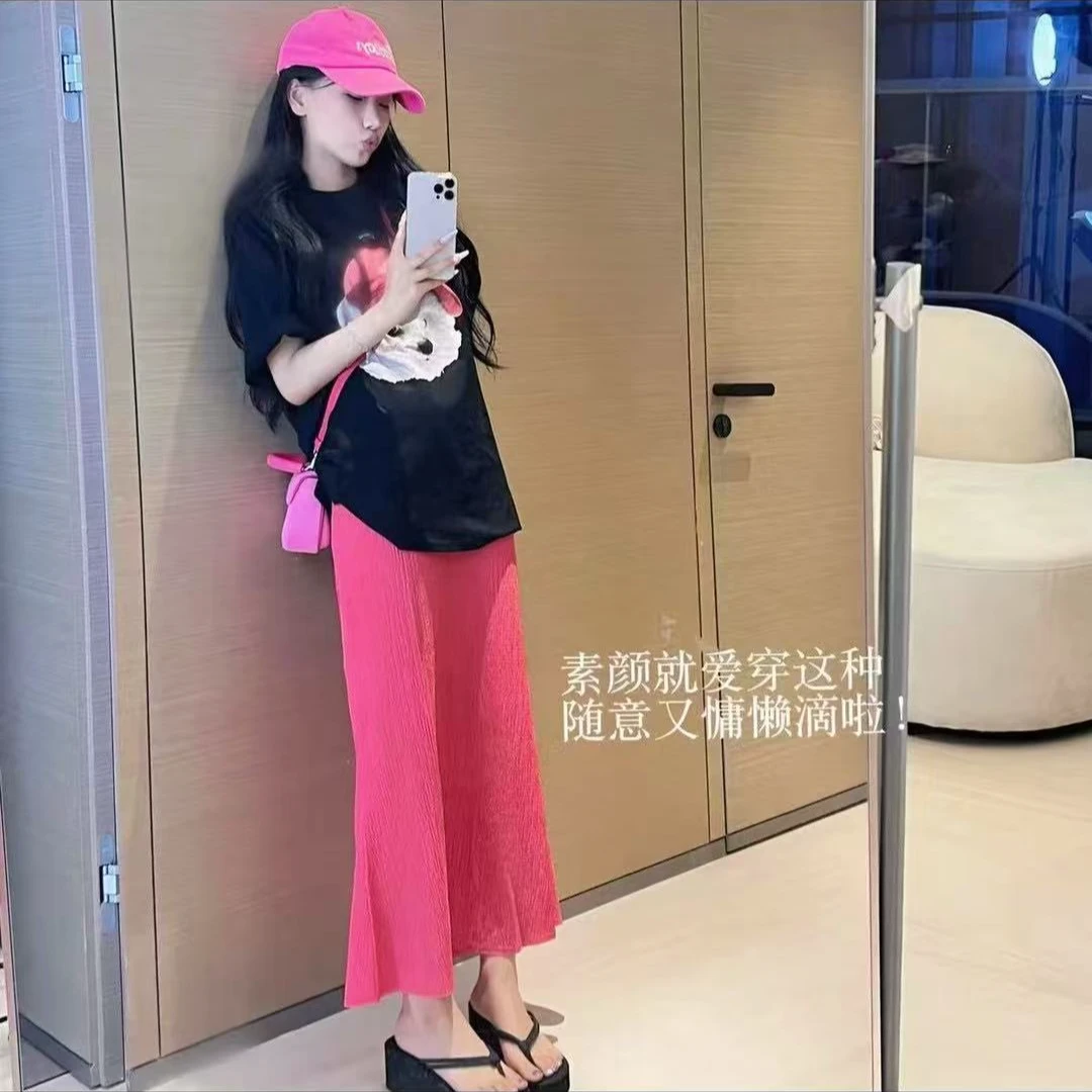 大码夏季宽松短袖T恤长裤两件套休闲显瘦套装2967