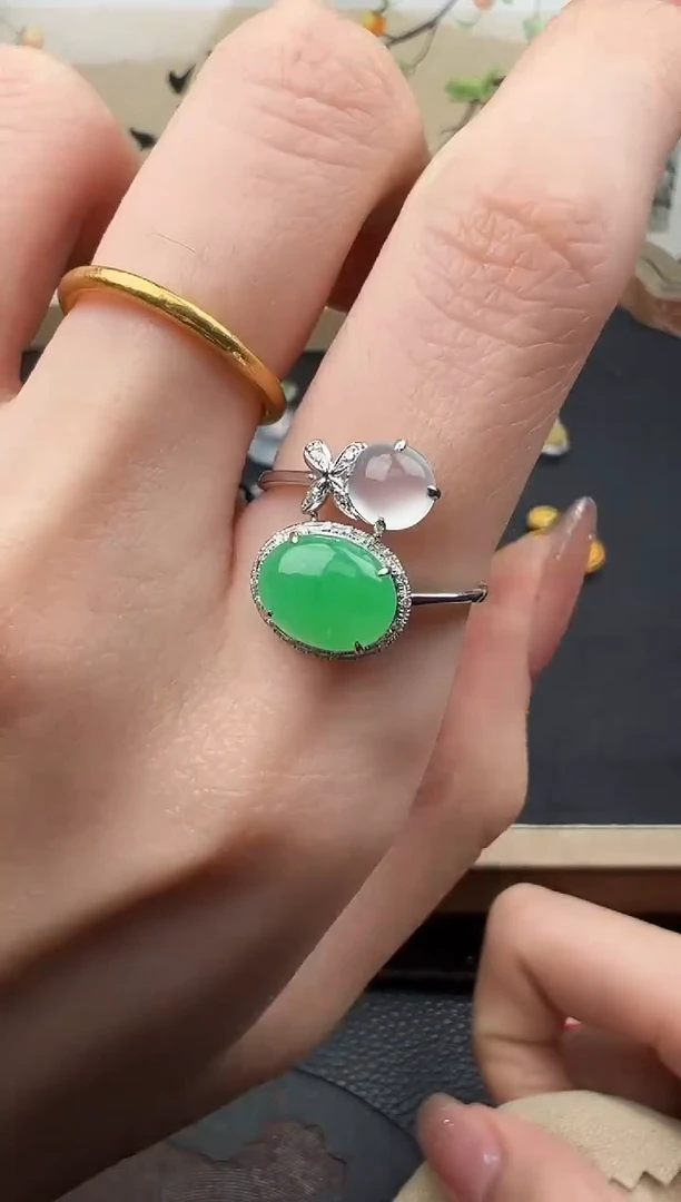 吊坠(不含链)18K金镶嵌翡翠勿拍