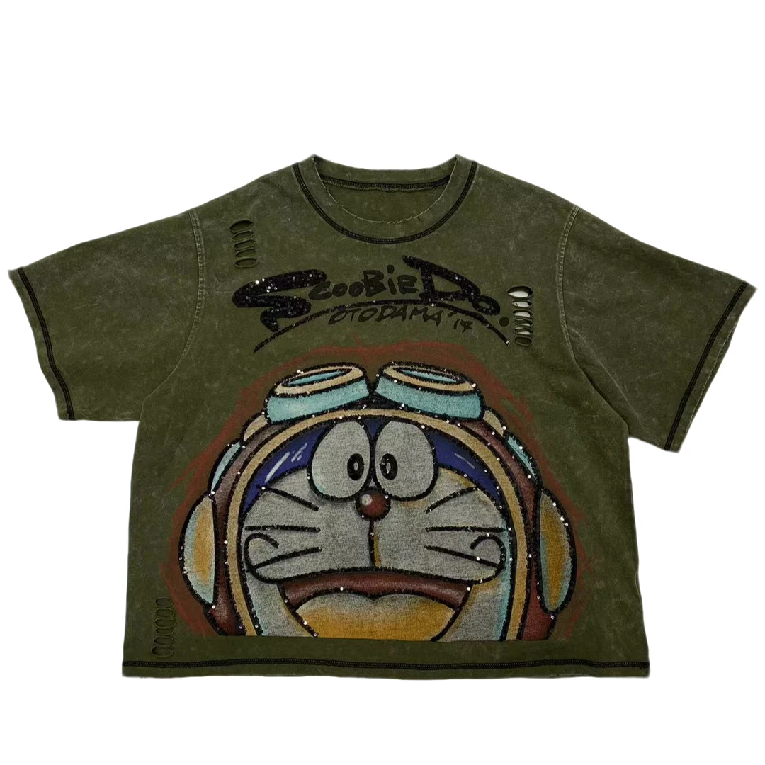 2025春夏季新款潮牌时尚休闲叮当猫亮片短袖T恤M37877