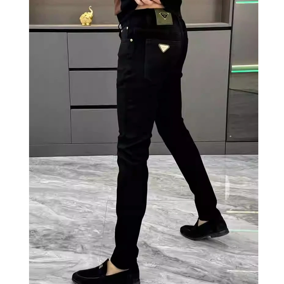 潮牌高级感牛仔裤男士秋冬季水洗修身百搭直筒裤时尚轻奢小脚长裤