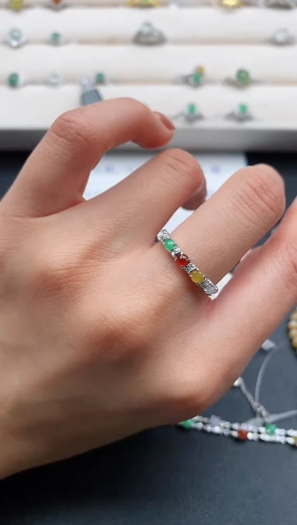 银S925镶嵌戒指翡翠3333333+10