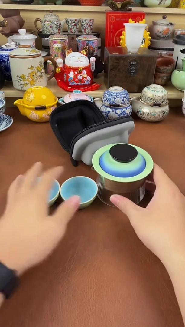 陶瓷茶具摆件旅行套组