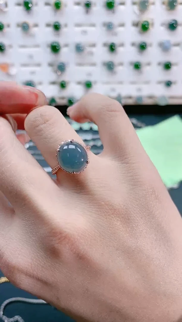 【闪购商品】翡翠戒指银S925镶嵌天然翡翠