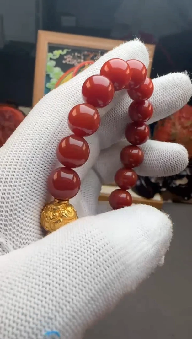 【闪购商品】南红玛瑙手串手串18K金镶嵌手串手串