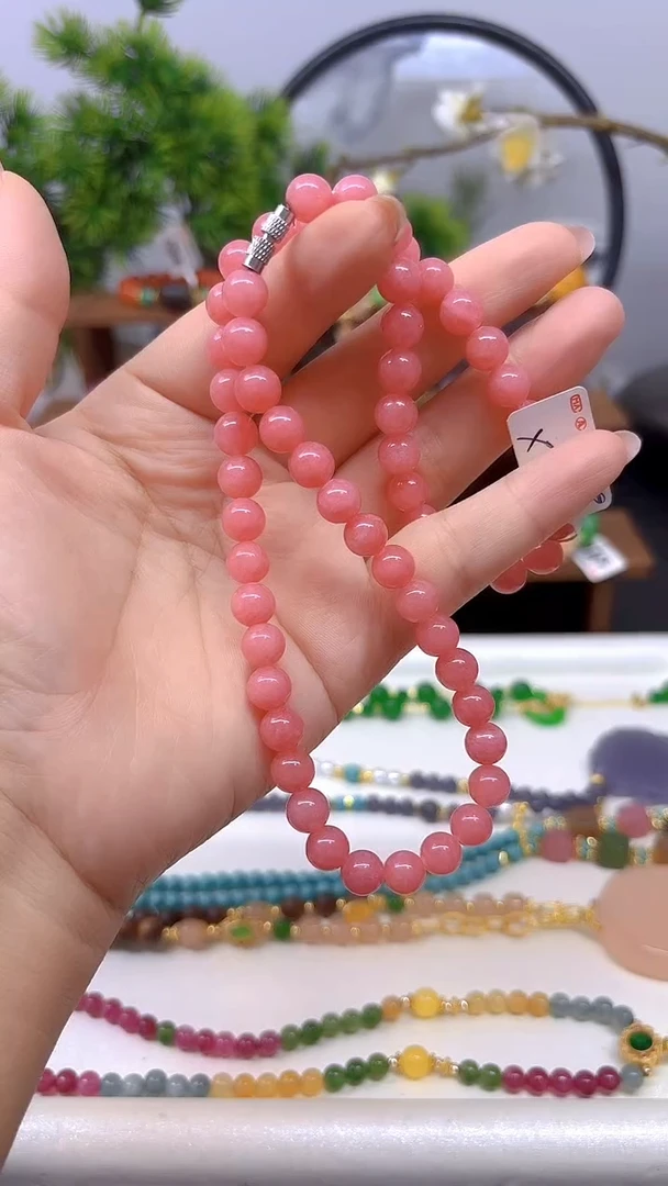 菱锰矿（红纹石）未镶嵌颈饰X614