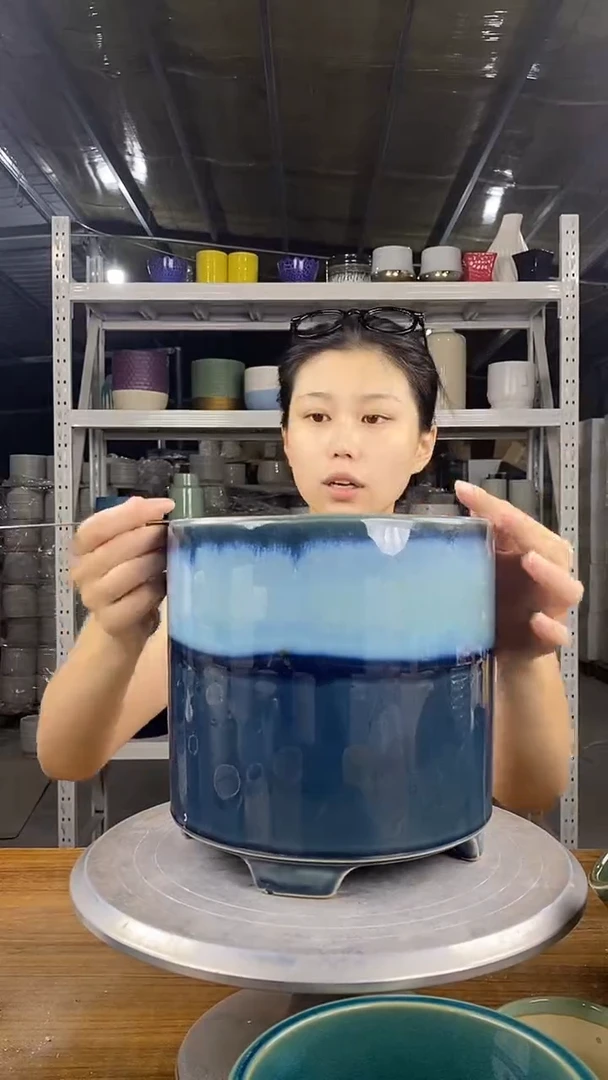 默认打孔陶瓷花盆宽高20-20