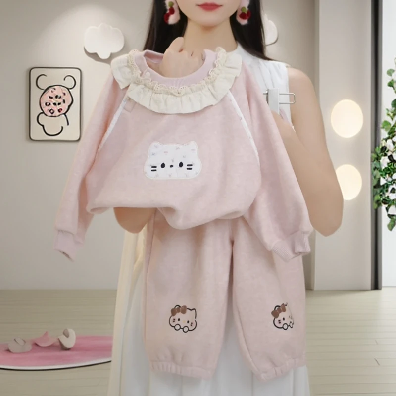 女童套装秋冬季洋气2025新款儿童秋装中大童卫衣休闲裤两件套卡通
