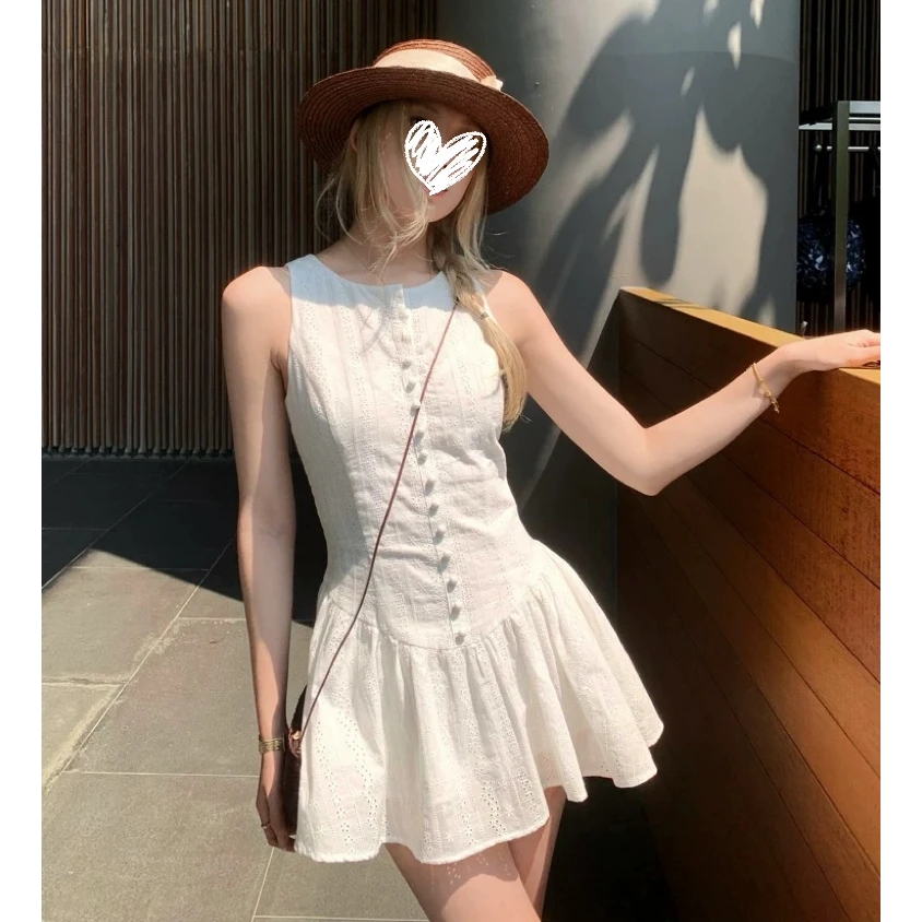 铃兰晨露 法式刺绣白色连衣裙