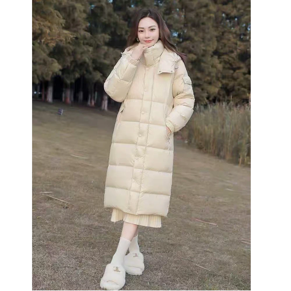 新款长款时尚男女同款白鸭绒羽绒服