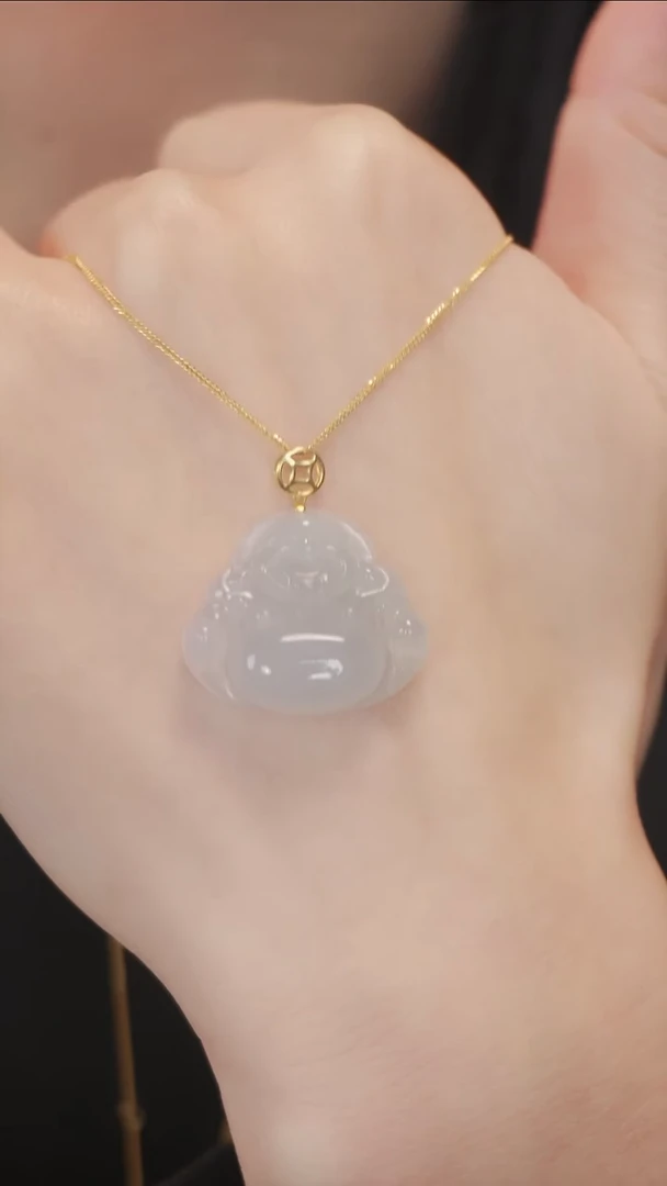 吊坠(赠链)18K金镶嵌翡翠8】