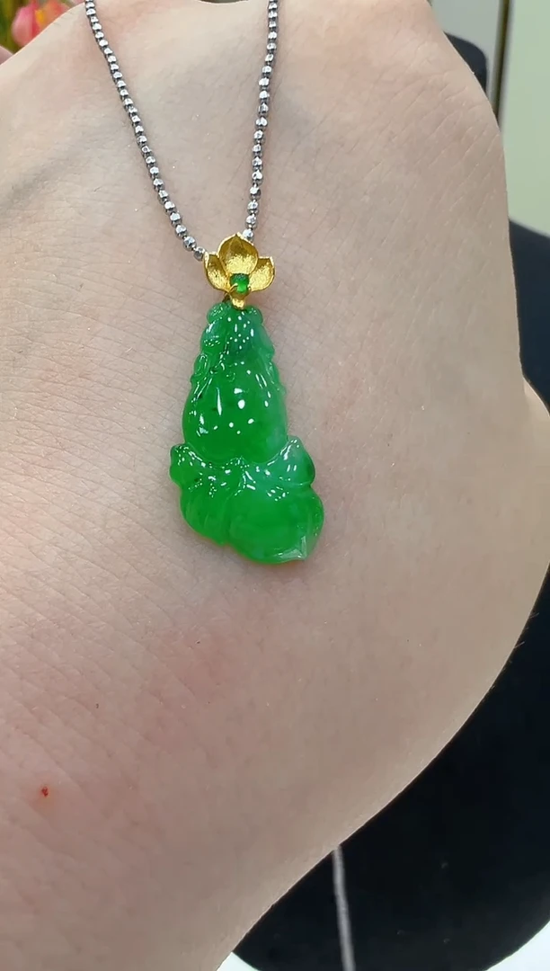 翡翠18K金镶嵌吊坠(不含链)团购多样性发一件