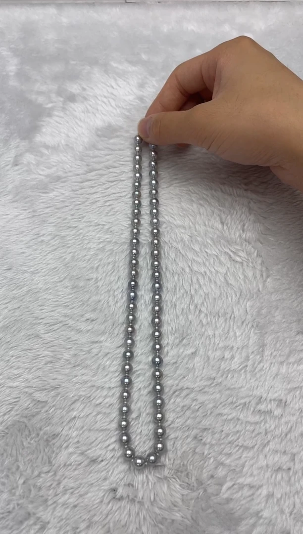 项链银S925镶嵌海水珍珠AK真多麻6.5-7mm