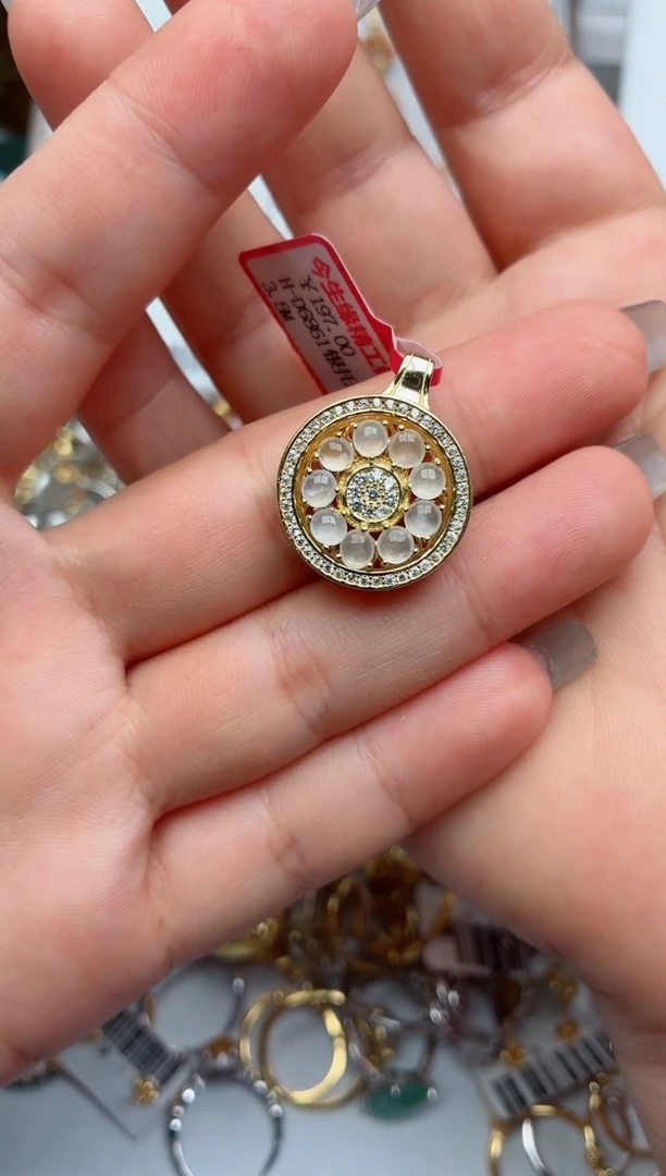 吊坠(不含链)银S925镶嵌翡翠.