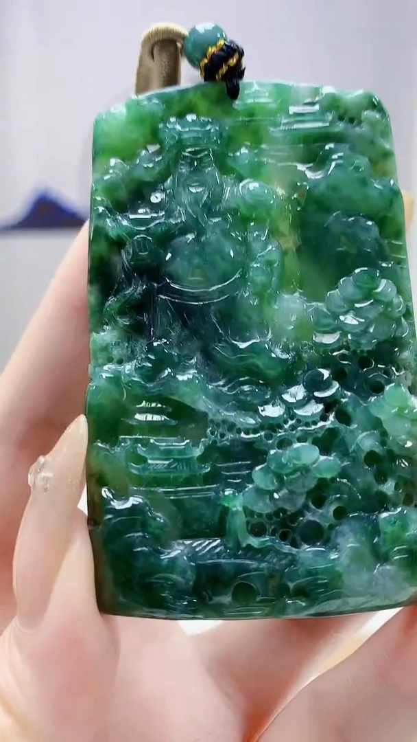 未镶嵌定制翡翠4917DD-毛货挂件山水66