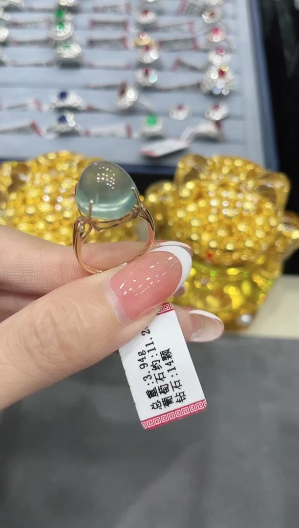 葡萄石18K金镶嵌戒指戒指